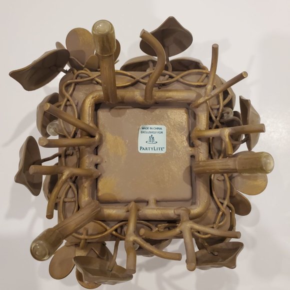 3/$15 * PartyLite Rustic Golden Leaves Metal Candleholder Antiqued Cottagecore - Picture 5 of 6